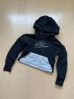 美品 NIKE kids ナイキ フード パーカー 裏起毛 黒 ブラック 130