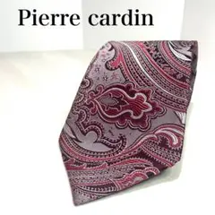 ピエールカルダン☆ネクタイ☆ペイズリー柄☆ボタニカル柄☆ジャガード織☆ボルドー