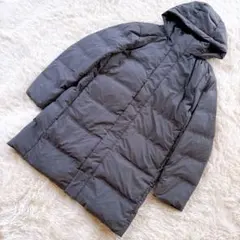 상태좋음 ユニクロUNIQLO シームレスダウンコート ロング丈 グレー Ｌ