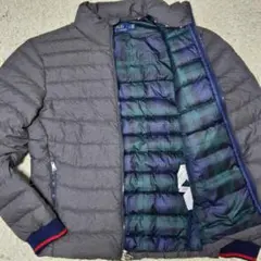 M相当　ポロラルフローレン ダウンジャケット キルティング チェック　グレー