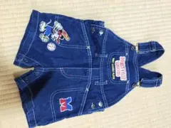 ミッキーマウス刺繍デニムオーバーオール