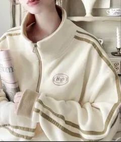 JAVA♡アイボリーフリース ハーフジッププルオーバーMサイズ