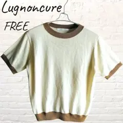 Lugnoncureクルーネック 半袖ニットトップス FREE アイボリー