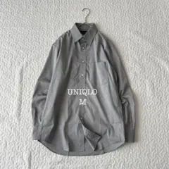 ユニクロ 長袖シャツ グレー 無地（M）シンプル 光沢 オフィス 通勤