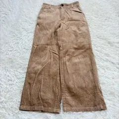 n8450 美品✨コーデュロイワイドパンツ ゆったり ベージュ 厚手 秋冬