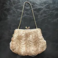 パーティーバッグ　ピンクベージュ　ゴールド