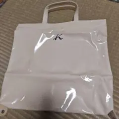 kitamura キタムラ 2way ビニールトートバック　アイボリー　底板なし