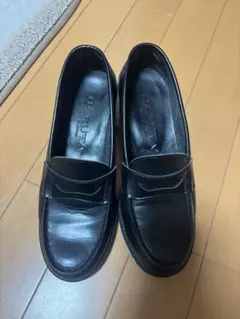 HARUTA 黒レザー ローファー 中ヒール