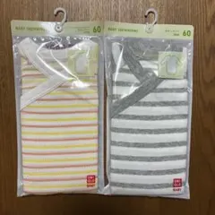 【未開封】ユニクロ 前開き 肌着 60 メッシュ半袖 長袖 2枚