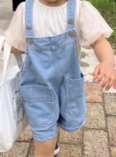 デニムオーバーオール 100cm 韓国子供服　キッズ　パンツ　ショートパンツ