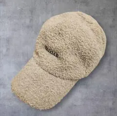 起毛 素材 ボア キャップ 淡色 ベージュ もこもこ