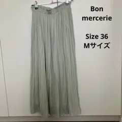 Bon mercerieミントグリーン ロングスカート　シワ加工　ボンメルスリーのサムネイル