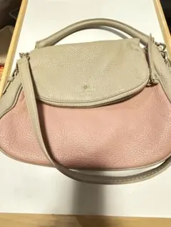 kate spade バイカラー ショルダーバッグ サドルバッグベージュピンク