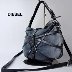 Kyu DIESEL デニム 2way ショルダーバッグ レザー ハーネス Kyu 様専用DIESEL デニム 2way ショルダーバッグ レザー ハーネス