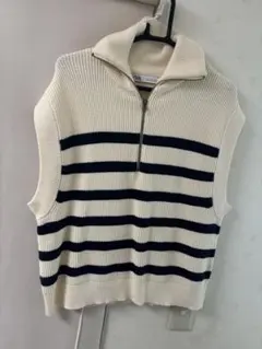 ZARA ノースリーブ ニット アイボリー M