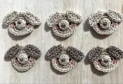 ハンドメイド　かぎ針編み　レース編み　編みパーツ　ワッペン　アップリケ　犬