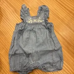 デニムブルー フリル付きロンパース 6-12ヶ月　70センチ