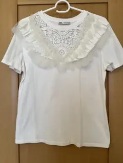 ZARA ホワイト Tシャツ レース フリル