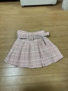 OLIVEdesOLIVE ピンク系チェック フレアスカート Mサイズベルト付き
