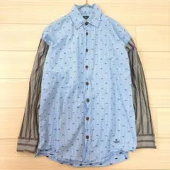 美品✨ヴィヴィアンウエストウッド　ギンガムチェック オーブ刺繍 総柄 切替シャツのサムネイル