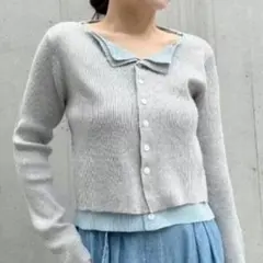 新品 しまむら ATSUKOコラボ レイヤードニットカーディガン NOWNOW