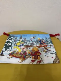 【未使用】ディズニープーさん 巾着 クリスマス 2003 東京ディズニーリゾート