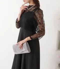 結婚式ドレス　お呼ばれドレス　パーティードレス　コンビワンピース　オケージョン