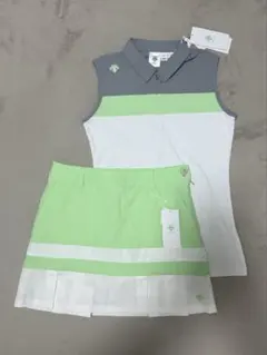 新品 DESCENTE GOLF ノースリーブポロ スカート 2点セット M - メルカリ