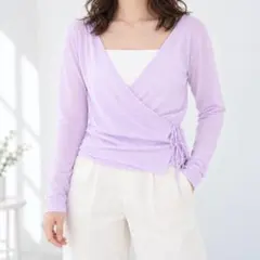 SLOBE IENA SAWAHOCO カシュクールニット ラベンダー 綿100