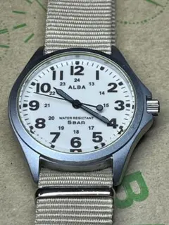 SEIKO ALBA VJ21-KP20ミリタリー アイボリー 全面蓄光 稼働品
