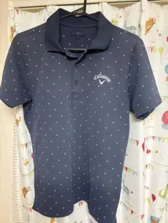 Callaway ネイビー ドット柄 ポロシャツ M