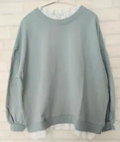 ★isoLaine ★トレーナーフリル付き ブルーグレー　　LL