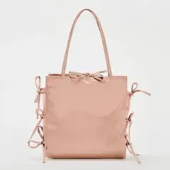 ZARA ザラ リボンサテントートバッグ ピンク
