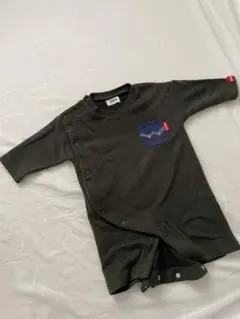 EDWIN カーキロンパース デニム風ポケット 60-70