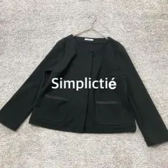 【simplicite】ノーカラージャケット やわらかい素材ブラックのサムネイル