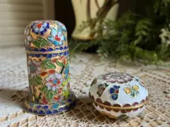 茶道御香合 中国 七宝焼 小物入れ 置物 セット インテリア