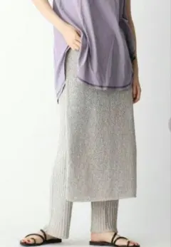 OPAQUE.CLIP　巻き風 ニットパンツ　LT.GRAY　38　新品のサムネイル
