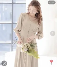 niiana ベージュ 7分袖ワンピース