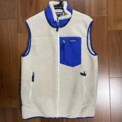 patagonia フリースベスト Mサイズ アイボリー/ブルー