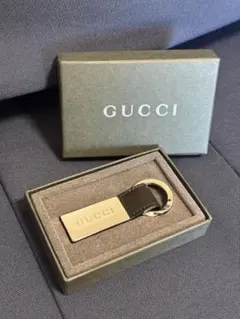 GUCCI グッチ プレート型キーホルダー キーリング レザー シルバー