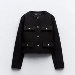 ZARA フラップ クロップドジャケット ブラック