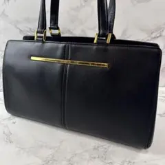 ungaro ウンガロ 本革 レザー フォーマル ハンドバッグ 黒(ブラック)金のサムネイル