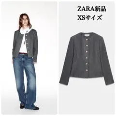 完売品 ZARA テーラードクルーネックブレザー XSサイズ新品タグ付き