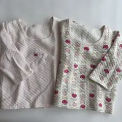ウサギ刺繍 長袖肌着 2枚セット