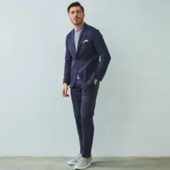 美品 チルコロ1901 ストレッチ ジャージー ジャケット ネイビー 48 L