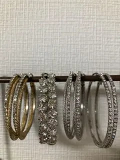 キラキラビジュー フープ ピアス 4点セット まとめ売り
