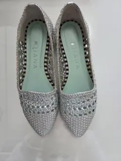 DIANA ダイアナ メッシュ フラットパンプス シルバー 21.5cm
