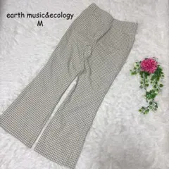 3584 【M】ギンガムチェックワイドパンツ　フレアパンツ　コットン　洗える