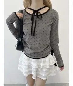 PHILLY ドットベロアトップス グレー