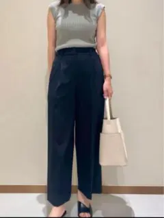 ⭐️お買い得⭐️プラステ⭐️リネンブレンドワイドパンツ　黒L